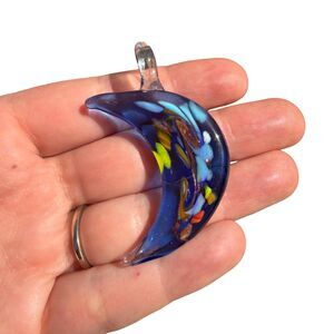 Vintage Colored Glass Moon pendant